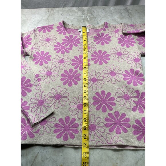 Rachel Zoe Sweater Women’s XS Pink Flower 70’s Vibe - Picture 5 of 7